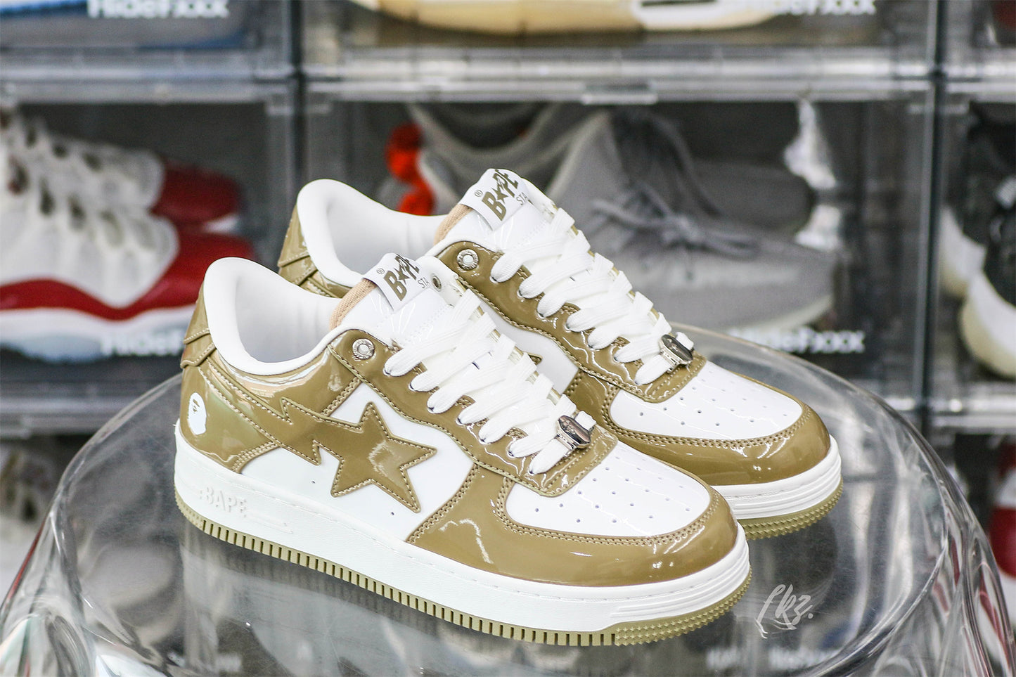 A Bathing Ape Bape Sta Patent Leather White Khaki (2023)