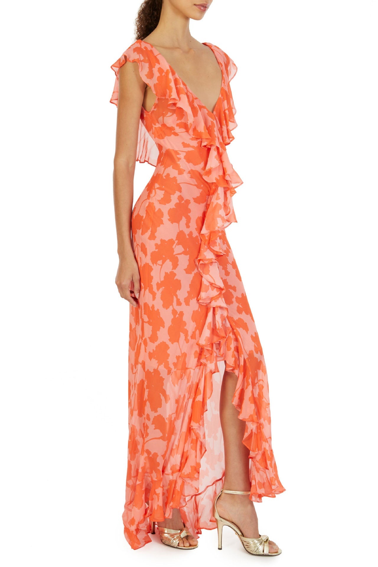Sunlight Lotus|Chiffon Ruffle Maxi Dress