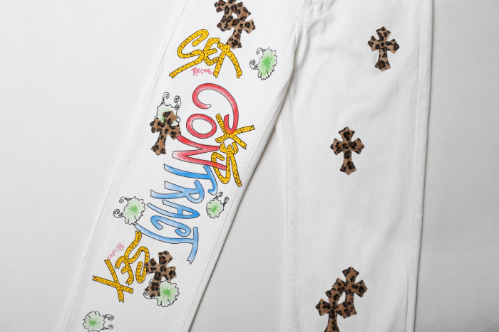 Chrome Hearts Ancient graffiti with Leopard Print Pants