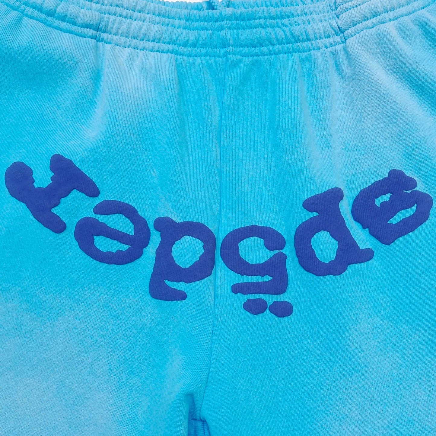 1:1 Blue letter shadow mesh printed light blue sweatpants