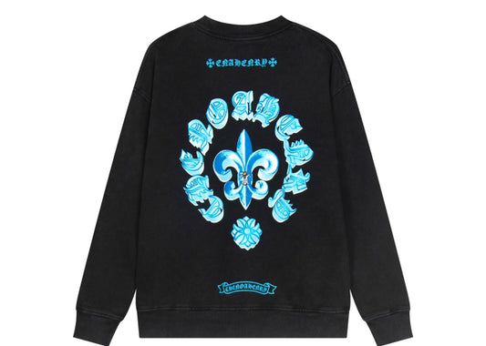 Chrome Hearts latest basic crewneck sweatshirt Black/Blue