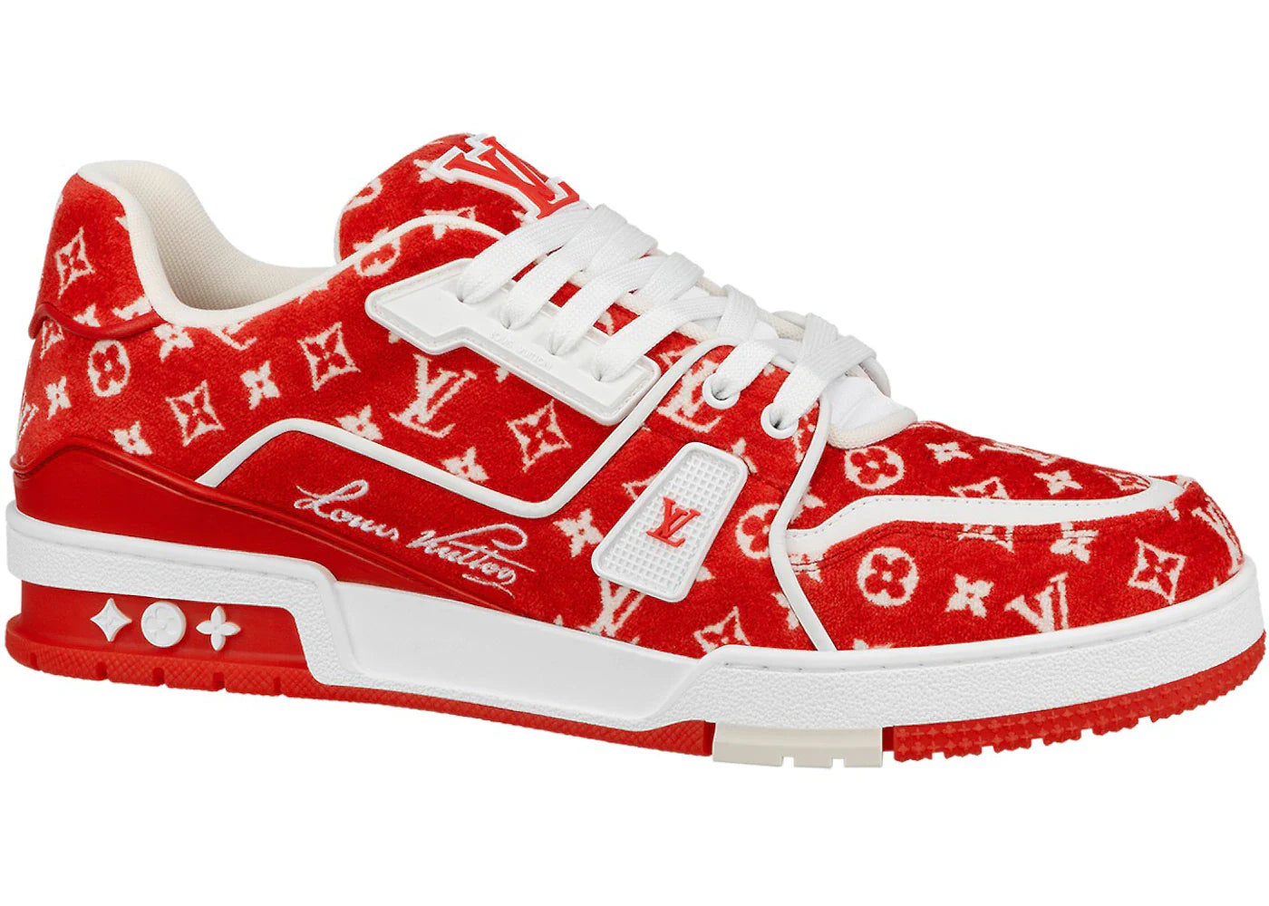 Louis Vuitton Trainer Red Monogram Textile