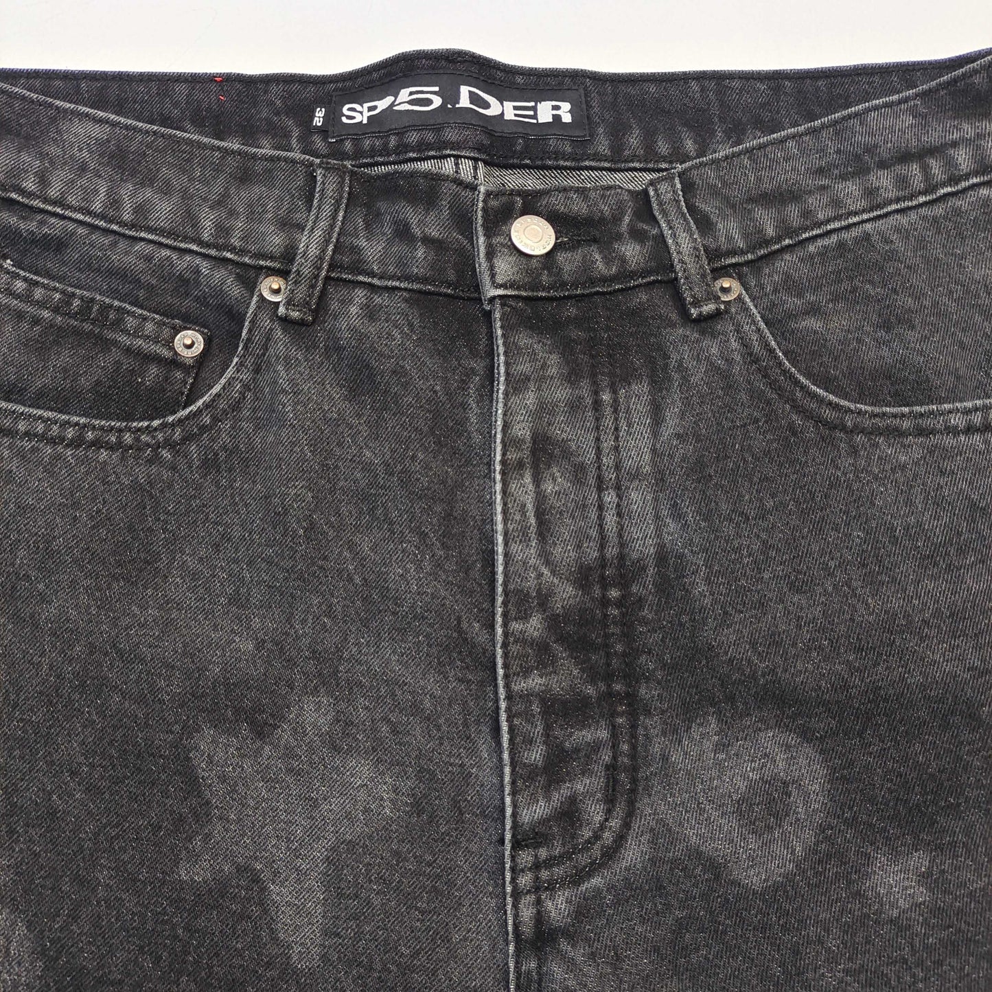 1:1 Dark patterned big star washed denim jeans