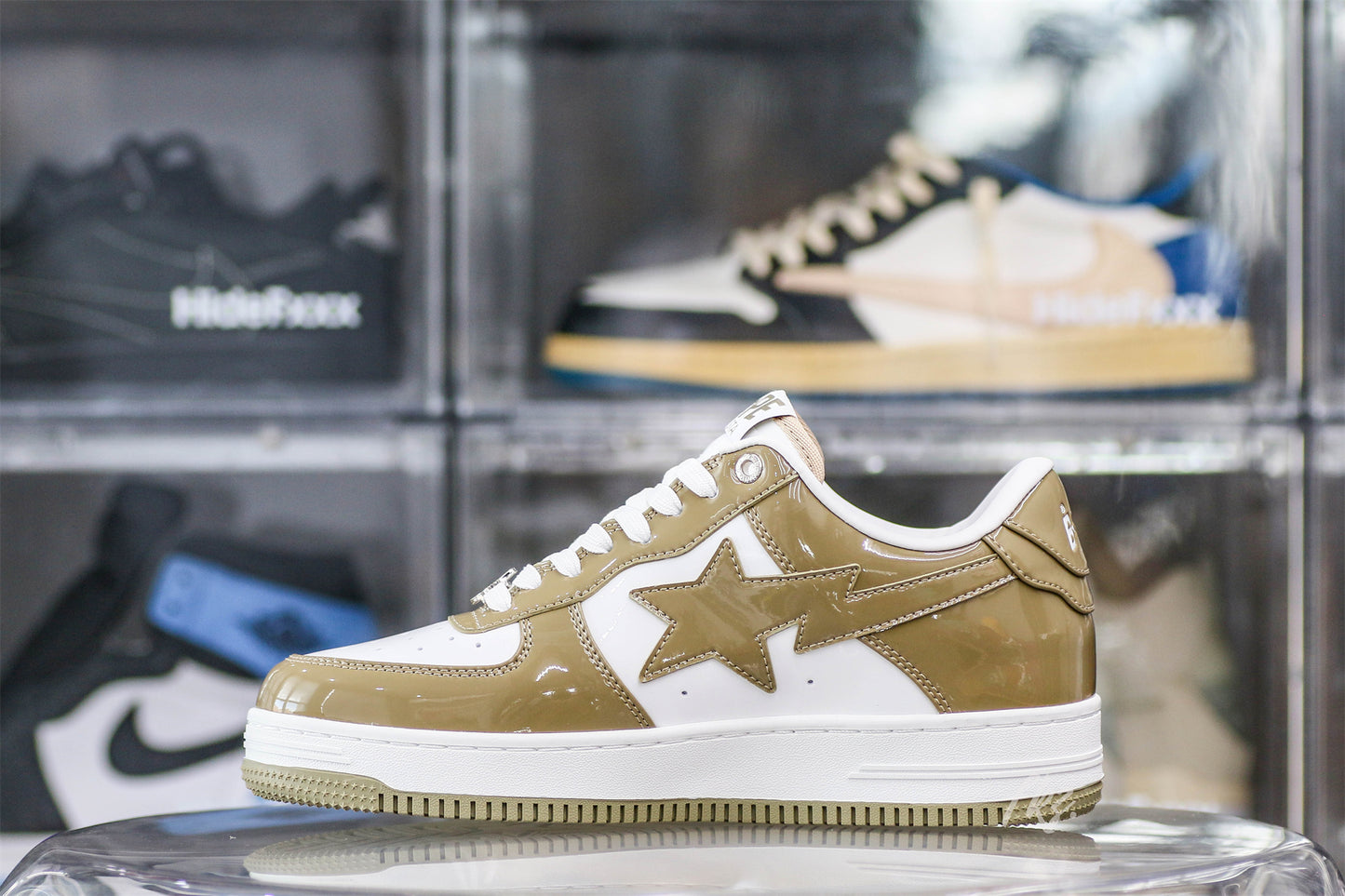 A Bathing Ape Bape Sta Patent Leather White Khaki (2023)