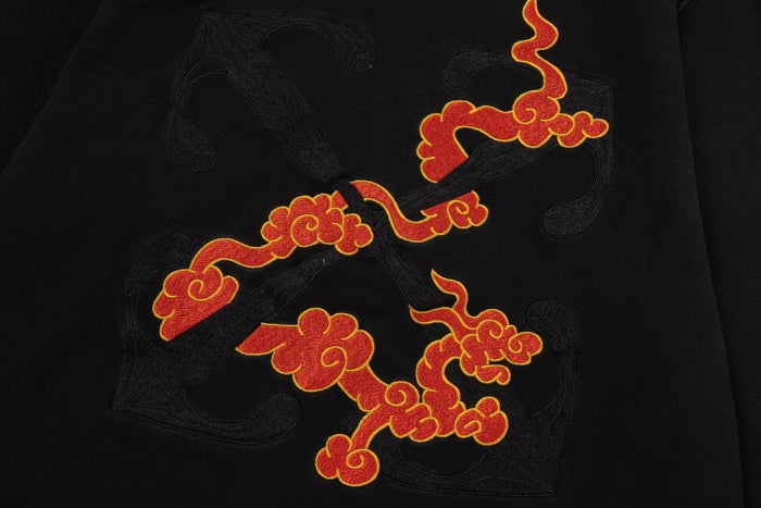Off-White 24SS new embroidered cloud and dragon washed hoodie