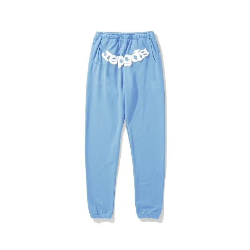 Baby blue rhinestone logo hoodie pant tracksuit