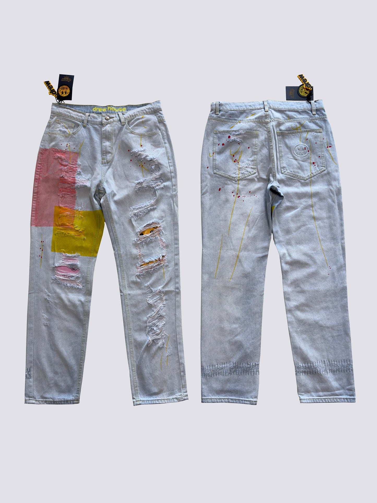 Drew House Teddy Bear Smiling Face Jeans