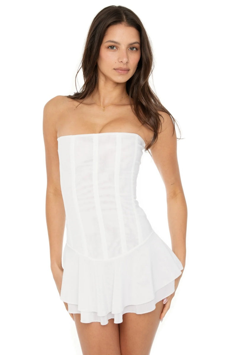 Strapless Draped Mini Dress