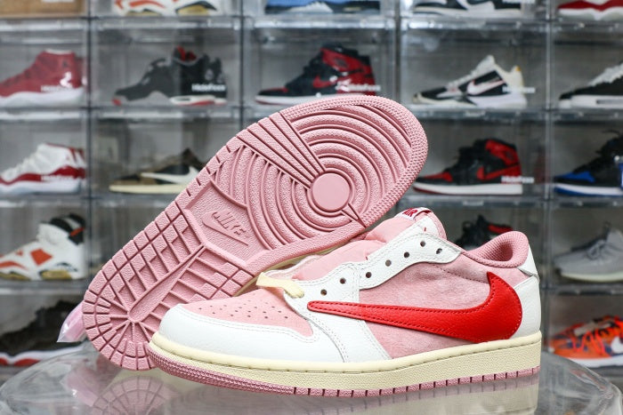 Travis Scott x Air Jordan 1 Low OG Shy Pink Red 2025