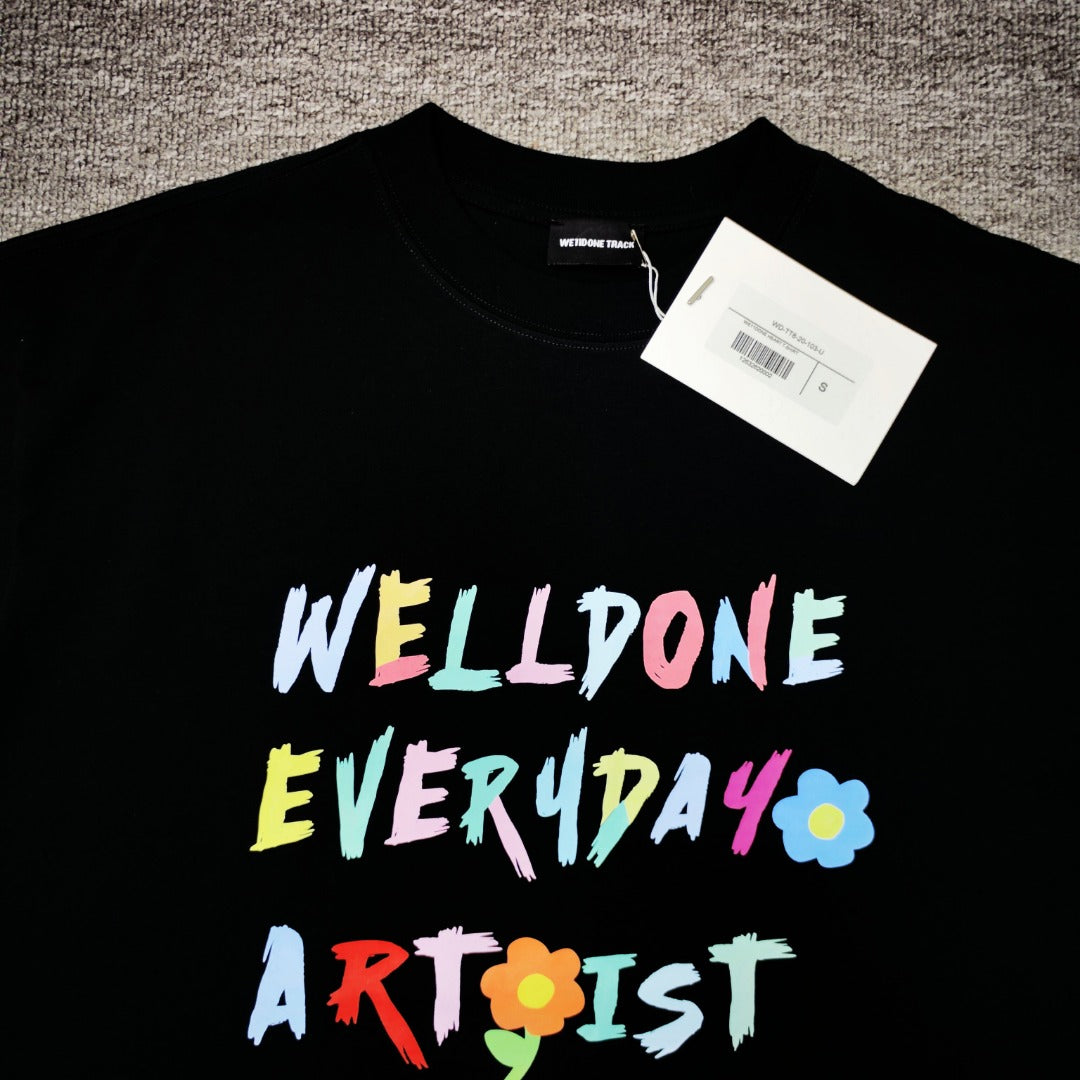 WE11D0NETRACK New Colorful Hand-Painted Graffiti T-Shirt