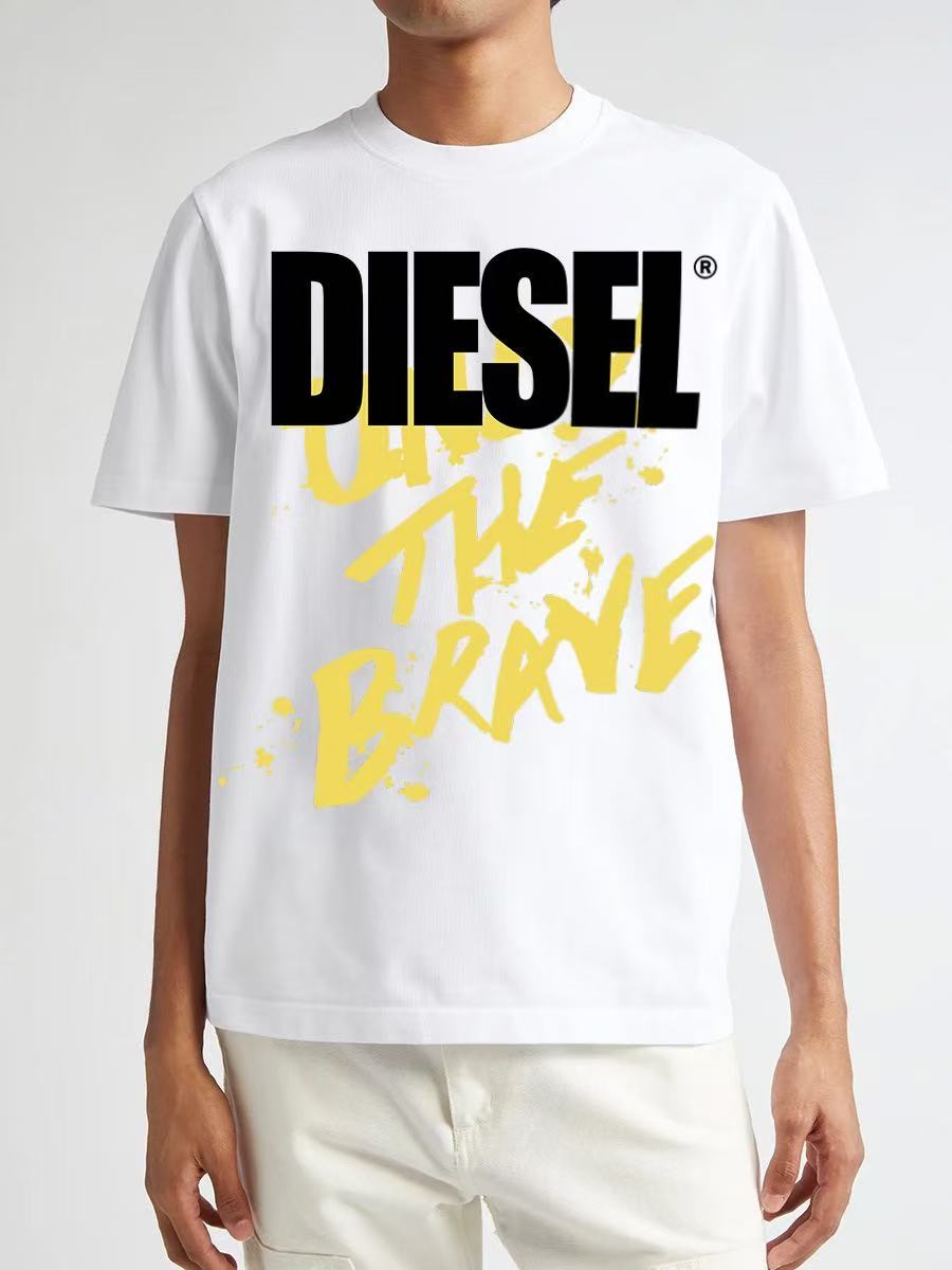 new releasing fashionable gradient simple yellow inkblot letter print T-shirt