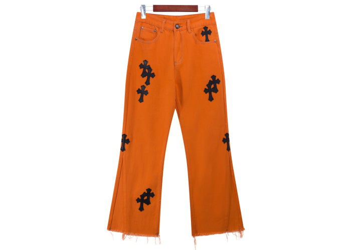 Chrome Hearts Black Crosses Orange Pants