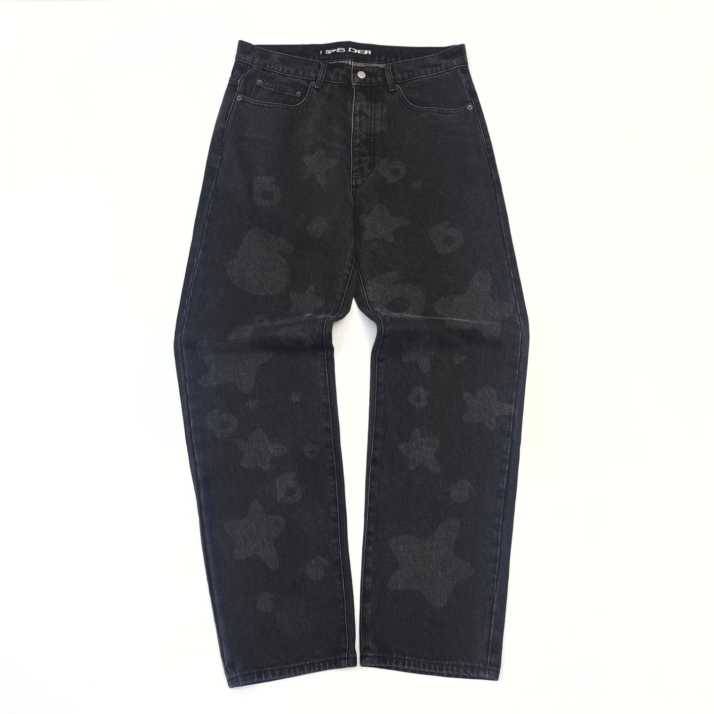 1:1 Dark patterned big star washed denim jeans