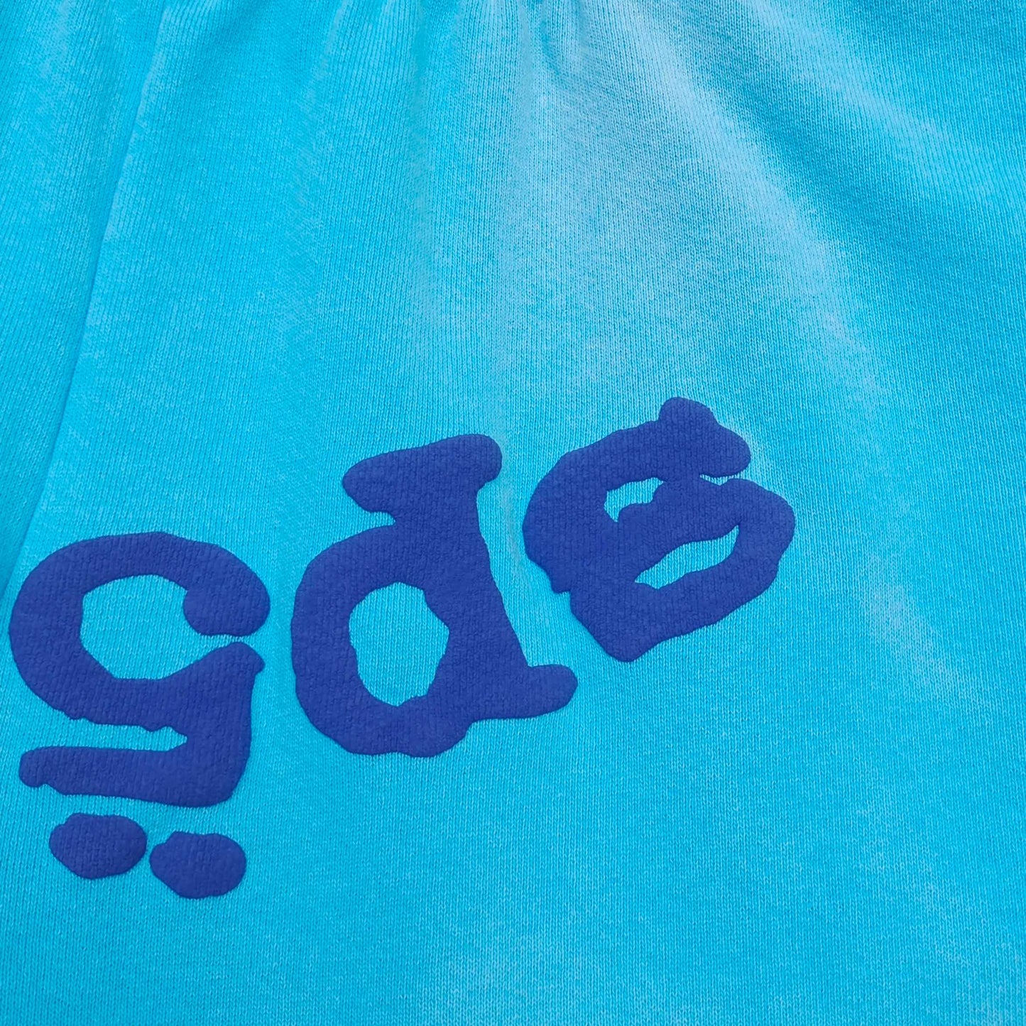 1:1 Blue letter shadow mesh printed light blue sweatpants