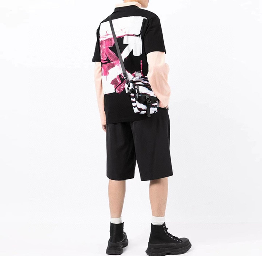 OW Acrylic Arrow Print Short Sleeve