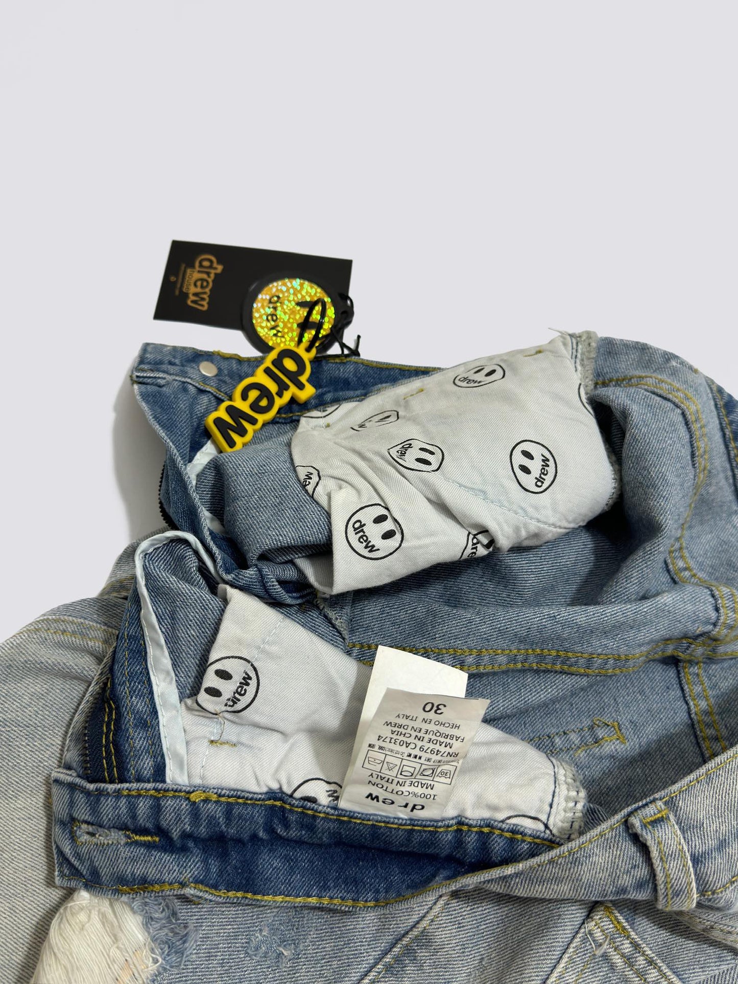 Drew House Smiley Face Jeans With Holes