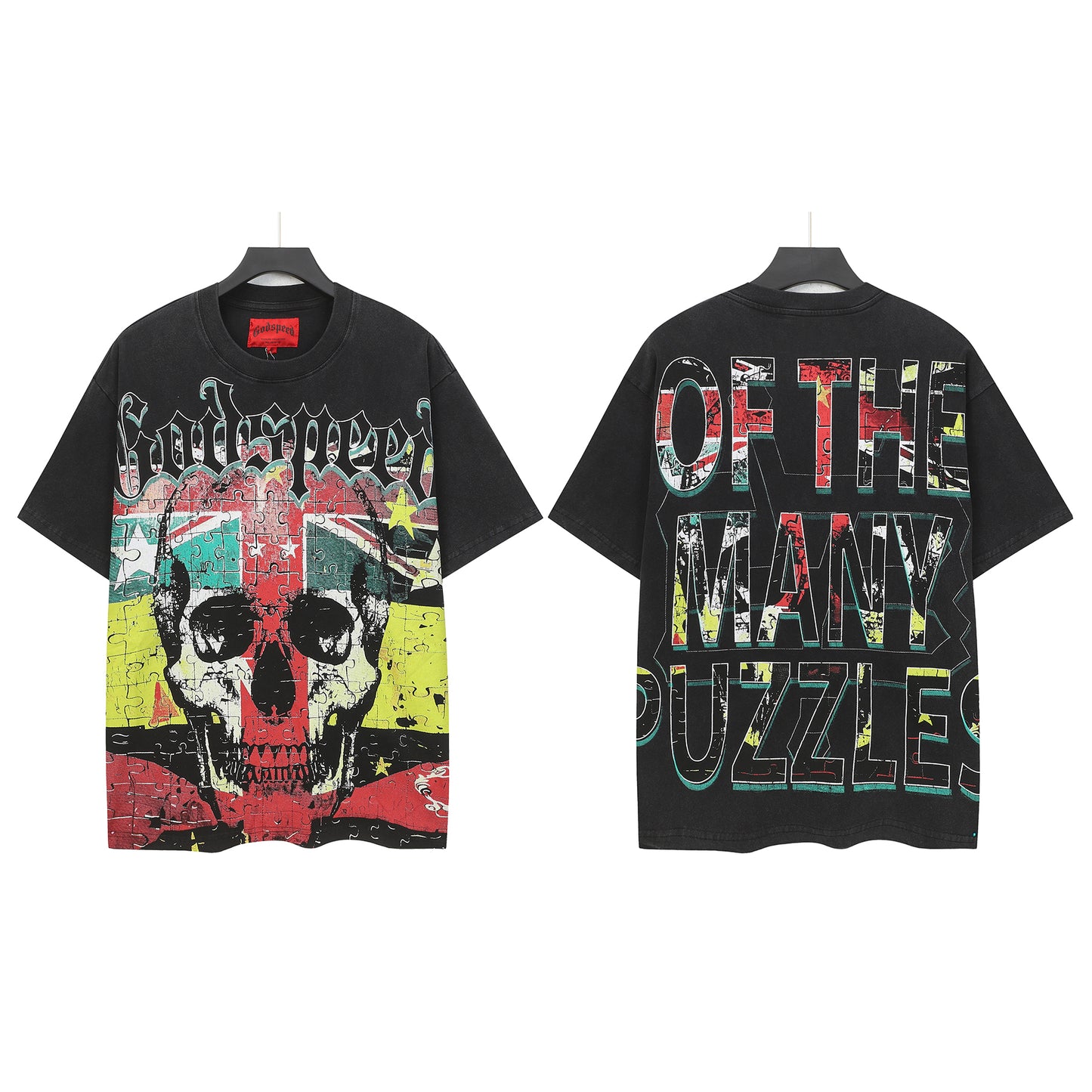 New arrival flag graffiti puzzle cotton tee