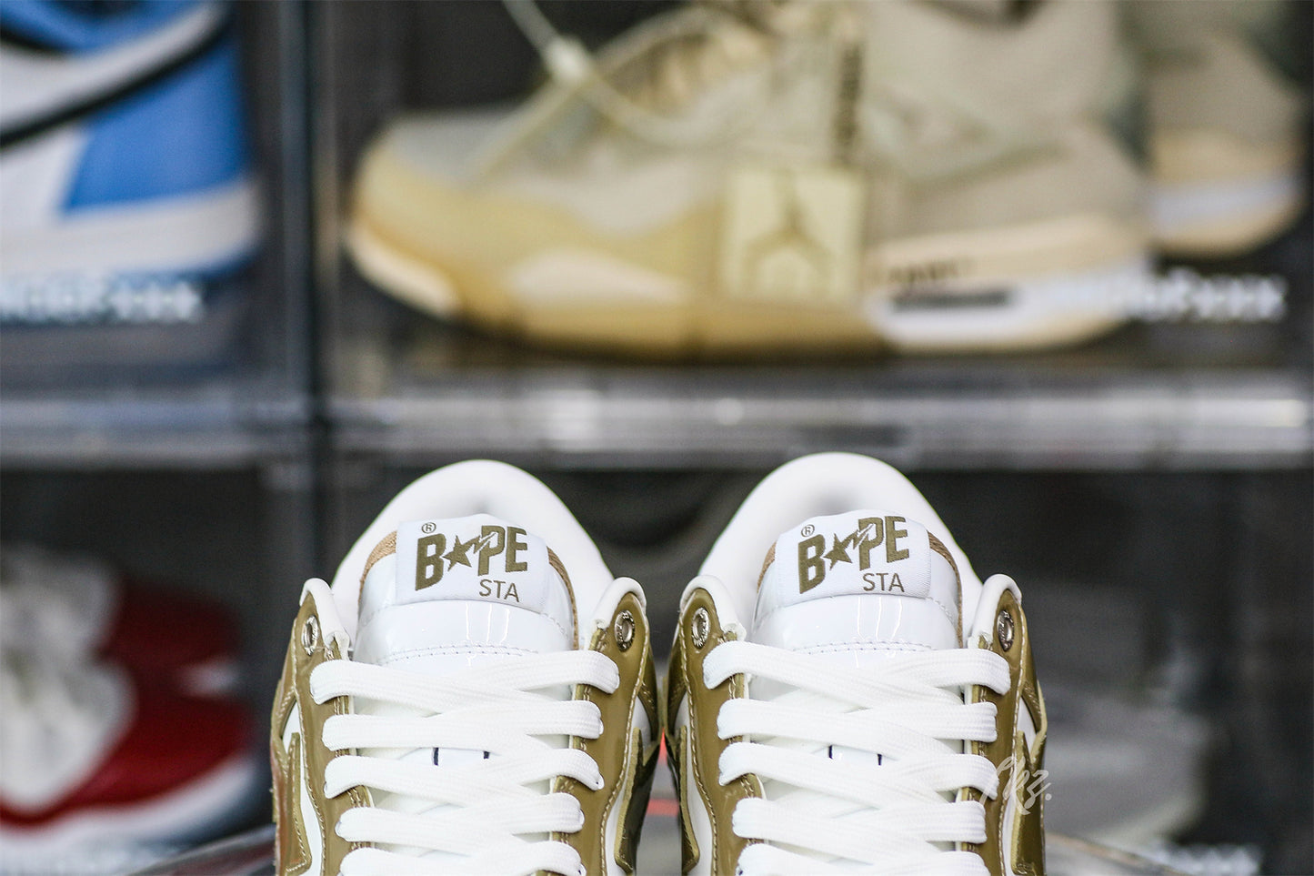 A Bathing Ape Bape Sta Patent Leather White Khaki (2023)