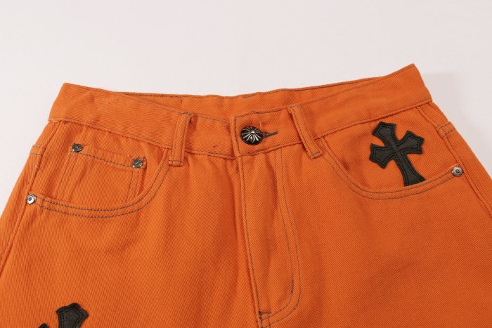 Chrome Hearts Black Crosses Orange Pants