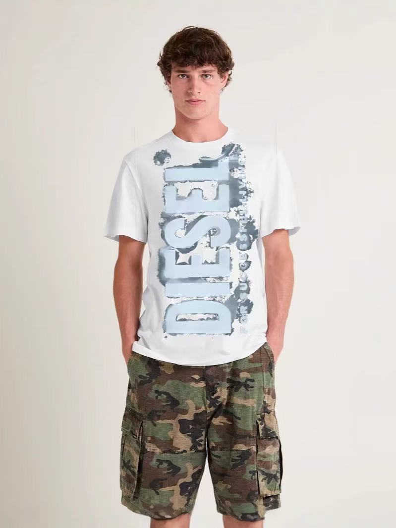 new releasing Fashion Art Blue Gradient Color Printing T-shirt