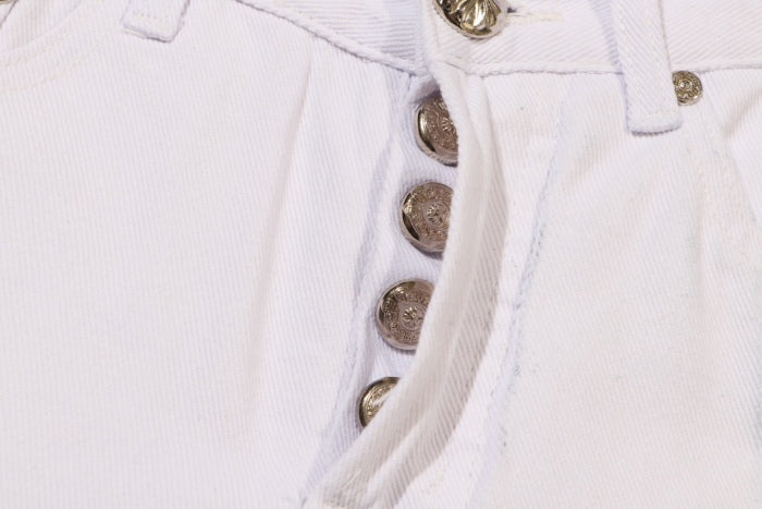 Chrome Hearts Green Zebra Print Croesses White Pants