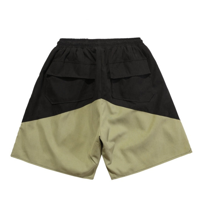 RHUDE vintage logo print two-tone drawstring shorts