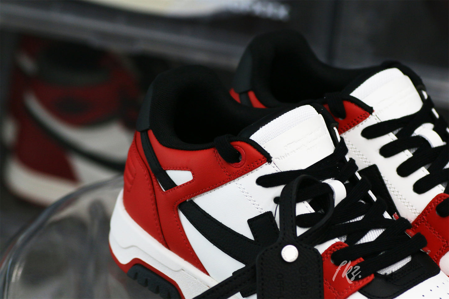 OFF-WHITE White & Black Red 'Out Of Office' Sneakers