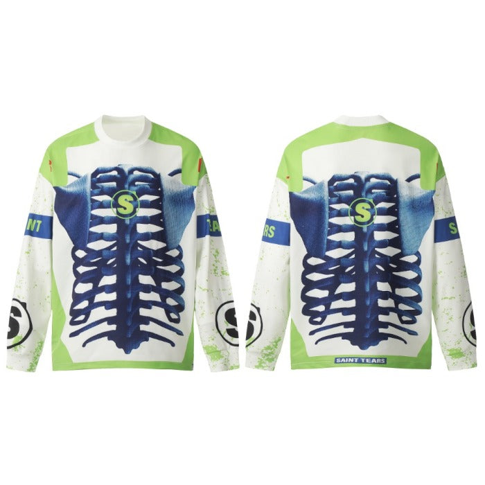 Saint Mich@el Tears Full Print Long Sleeve White Blue Bone