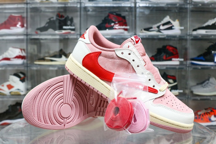 Travis Scott x Air Jordan 1 Low OG Shy Pink Red 2025