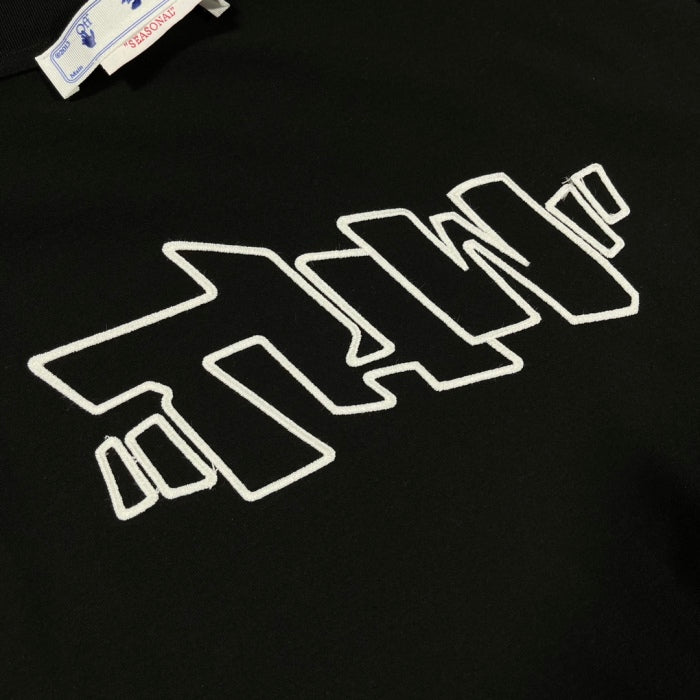 Ow23ss embroidery printing flocking letter short sleeves