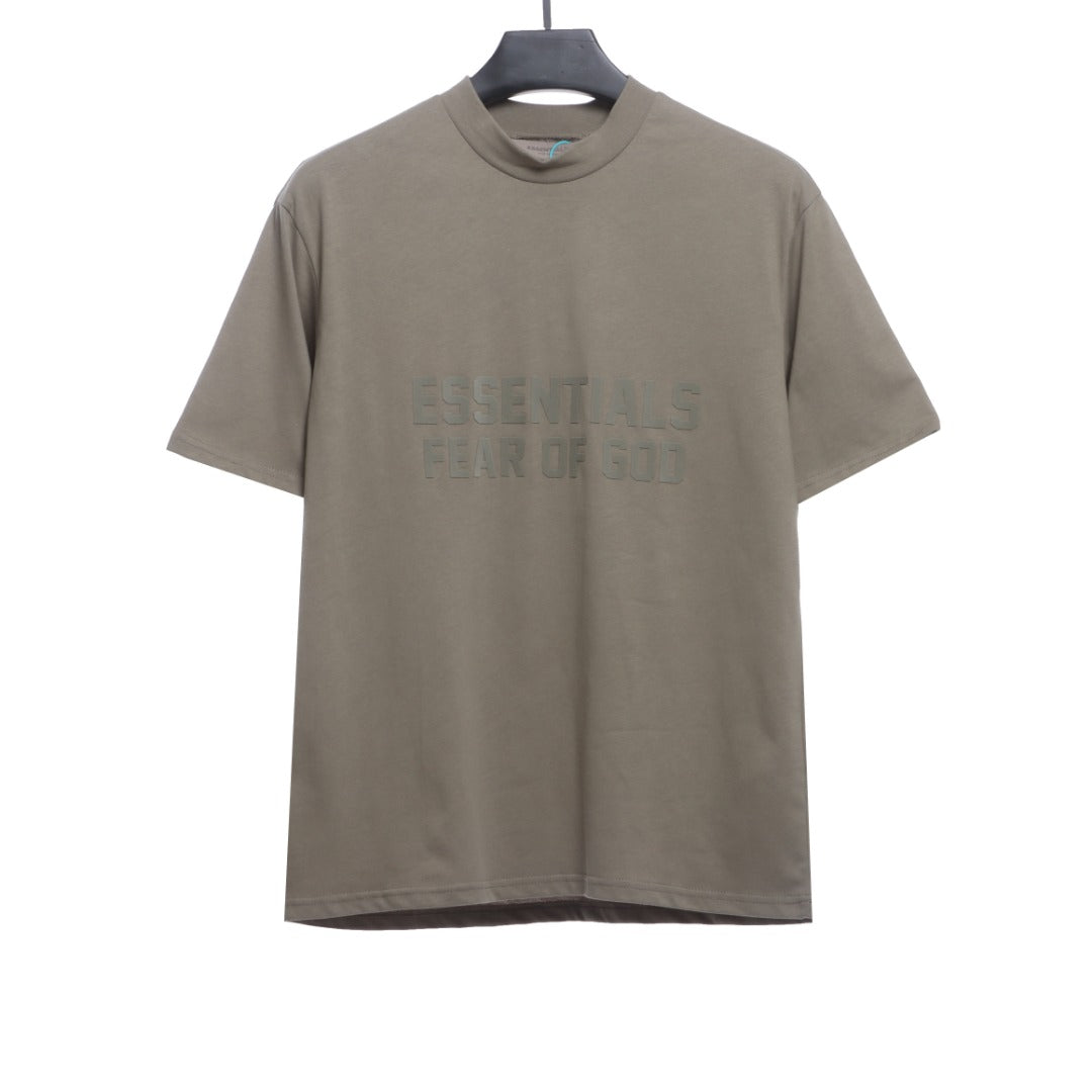 Essenti@ls Double line double row large letter flocking short sleeves