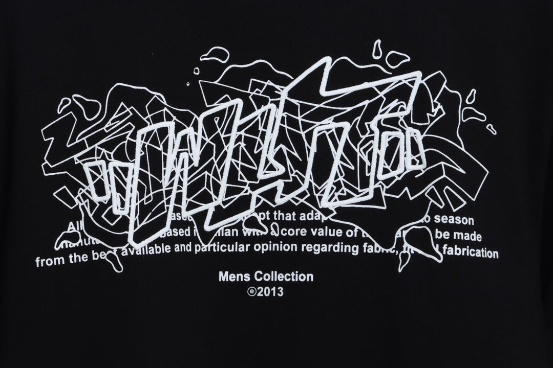 OW embroidery flocking print pattern short sleeve