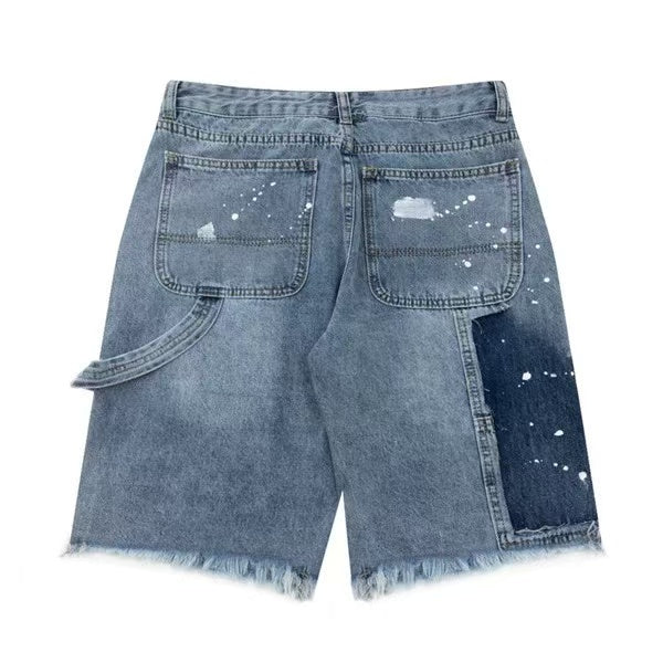 New arrival Splashed ink denim shorts