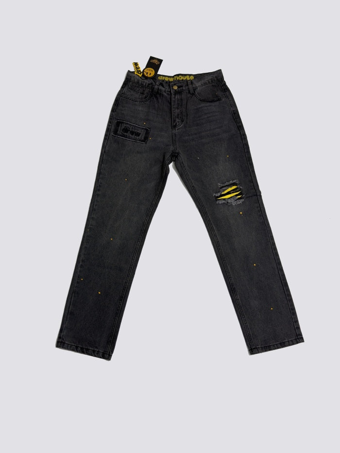 Drew House Broken Hole Washed Splash Ink Jeans