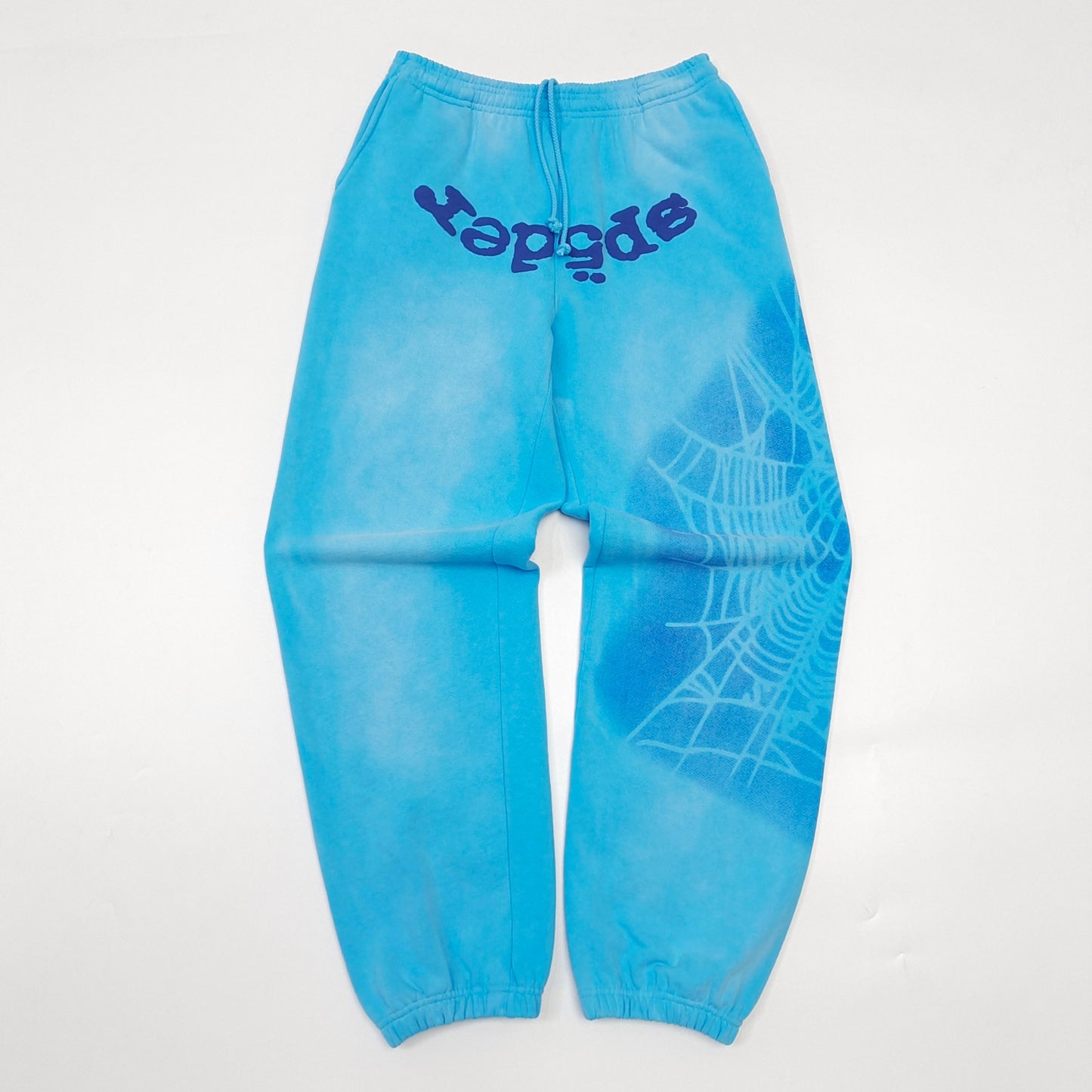 1:1 Blue letter shadow mesh printed light blue sweatpants