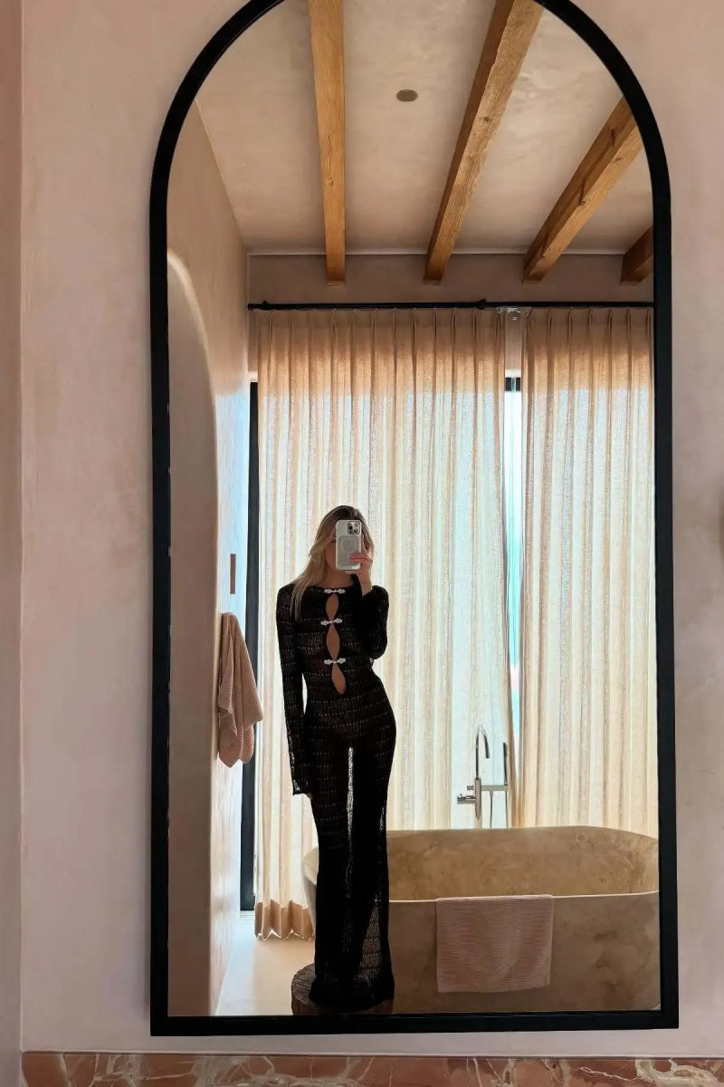 Crochet Lace Backless Maxi Dress