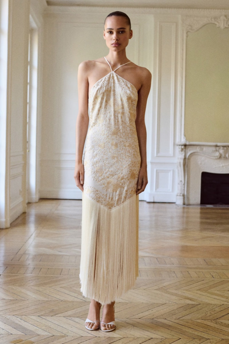 Tassel Halterneck Midi Dress