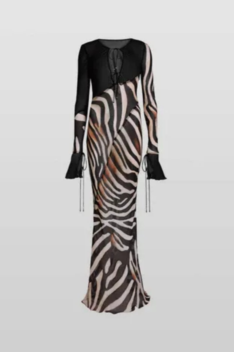 Sexy And Elegant Zebra Maxi Dress