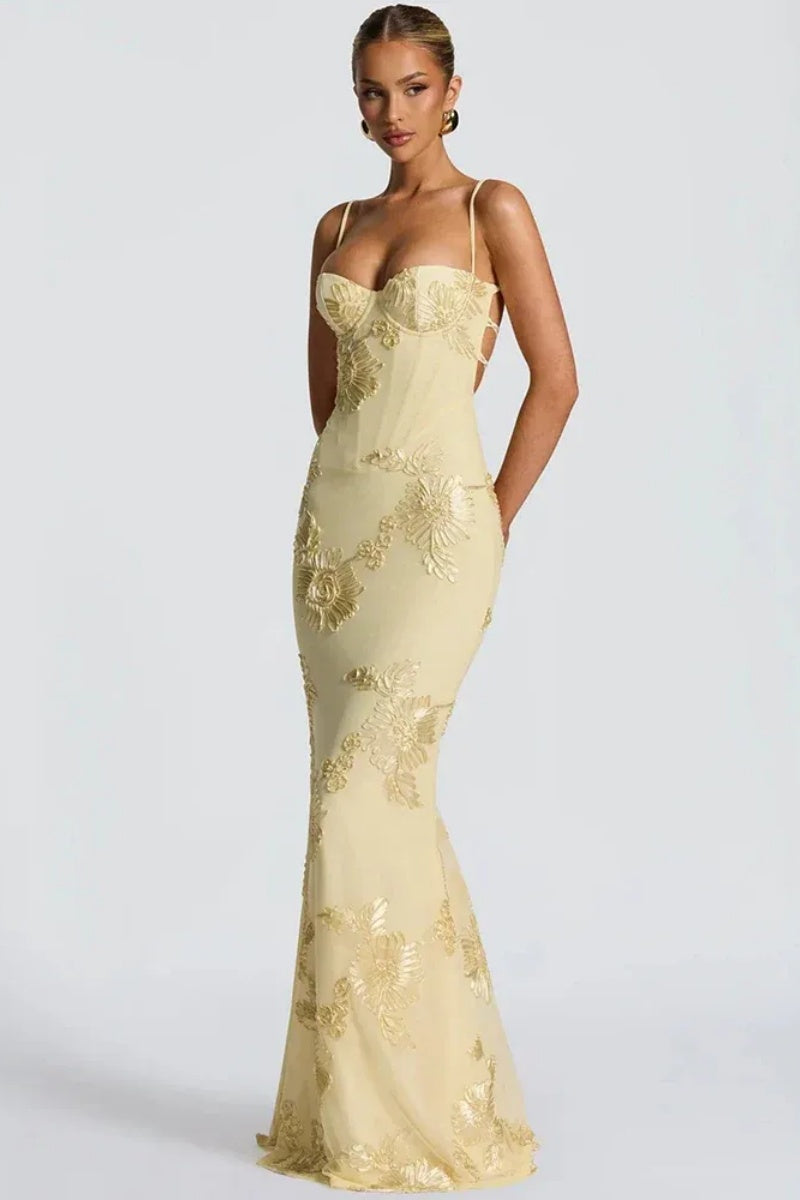 Elegant Slim Mesh Maxi Dress