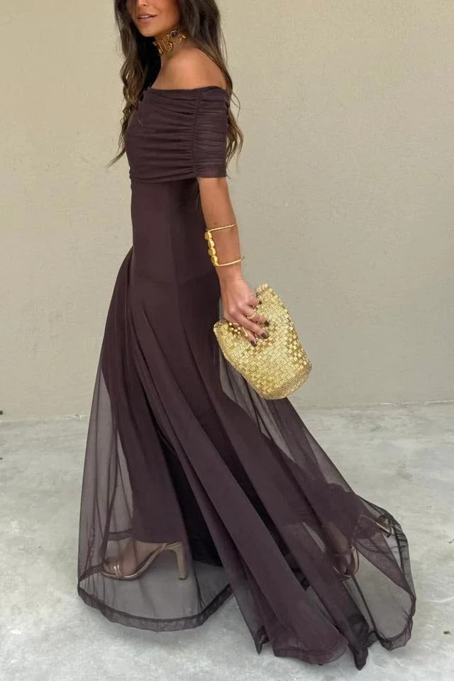 Toledo One Shoulder Mesh Maxi Dress