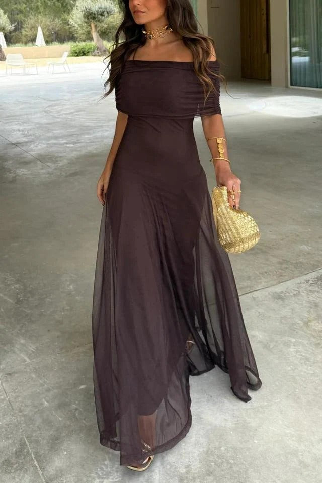 Toledo One Shoulder Mesh Maxi Dress