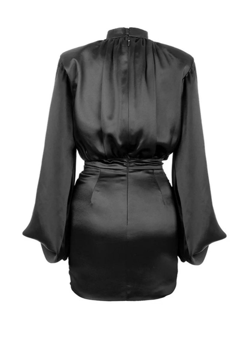 Black Satin Jacket Mini Dress