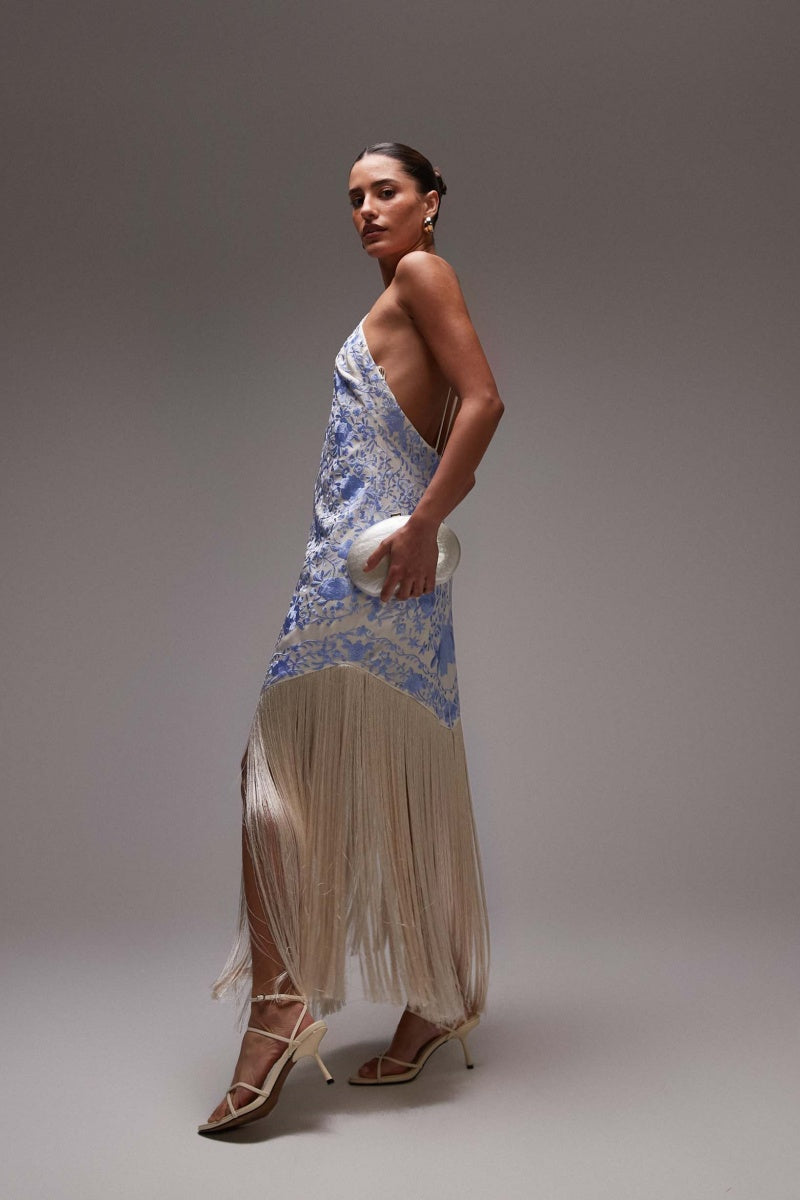 Tassel Halterneck Midi Dress