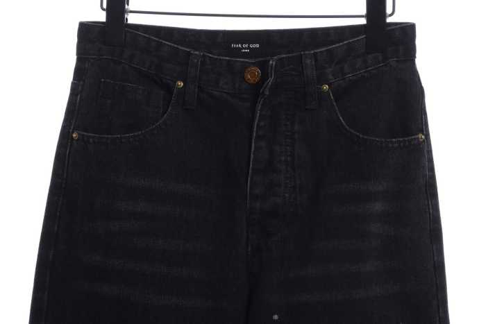 FOG Season 5 Washed Old Black Splashed Ink Slim Fit Small Feet Zipper Jeans