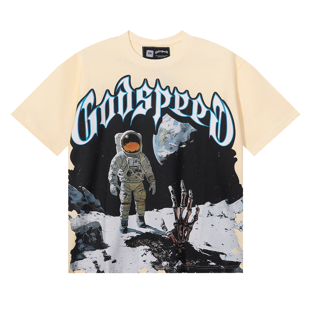 New arrival Satirical astronaut moon landing print cotton tee