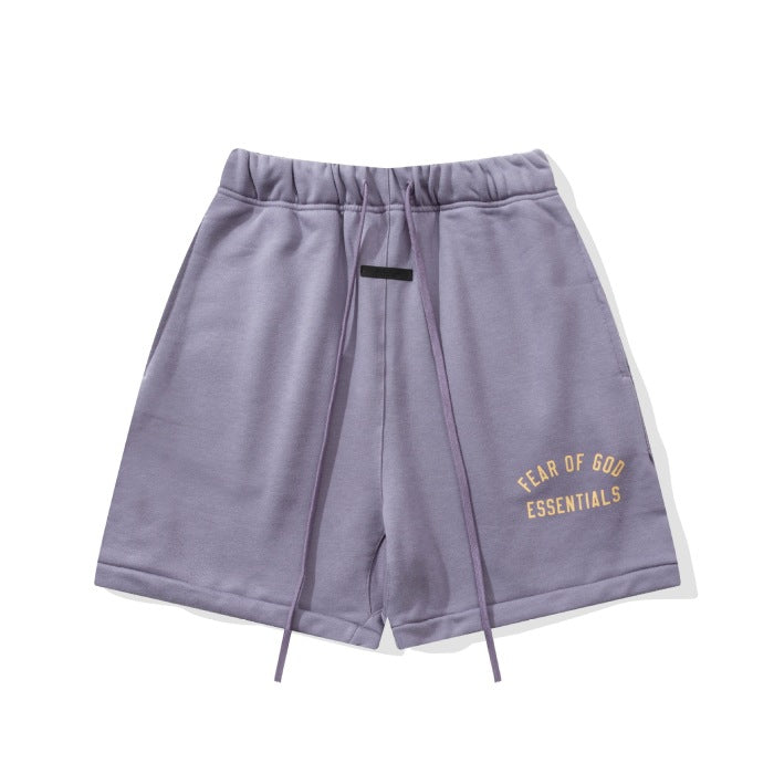 FOG Essentials 2025 Flocked Arch Letter Casual Loose Shorts