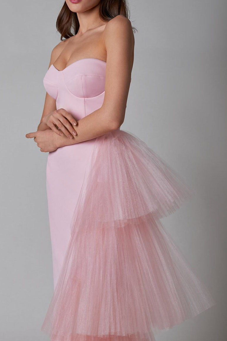 Niche French Bodycon Strapless Evening Maxi Dress