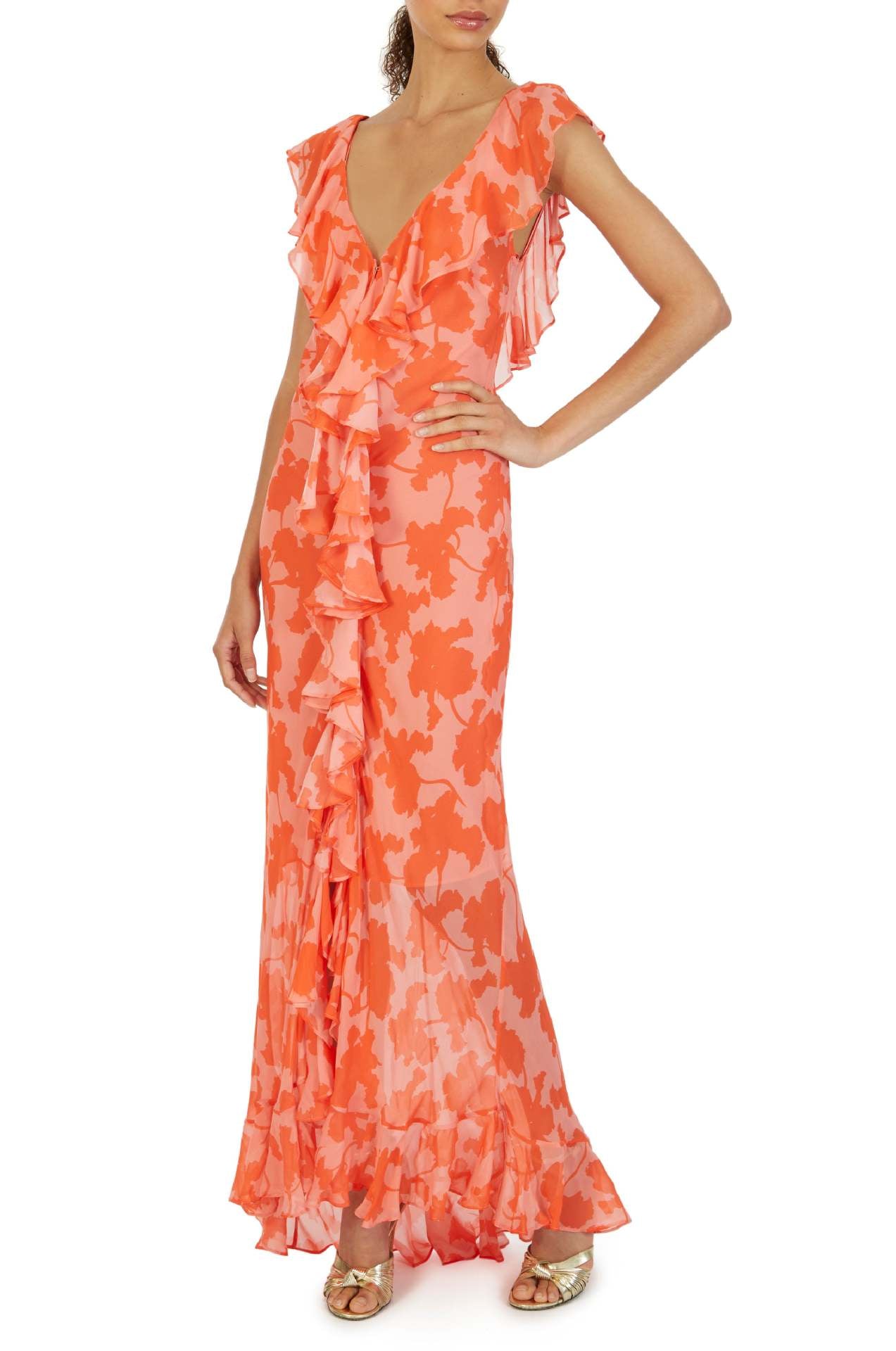 Sunlight Lotus｜Chiffon Ruffle Maxi Dress