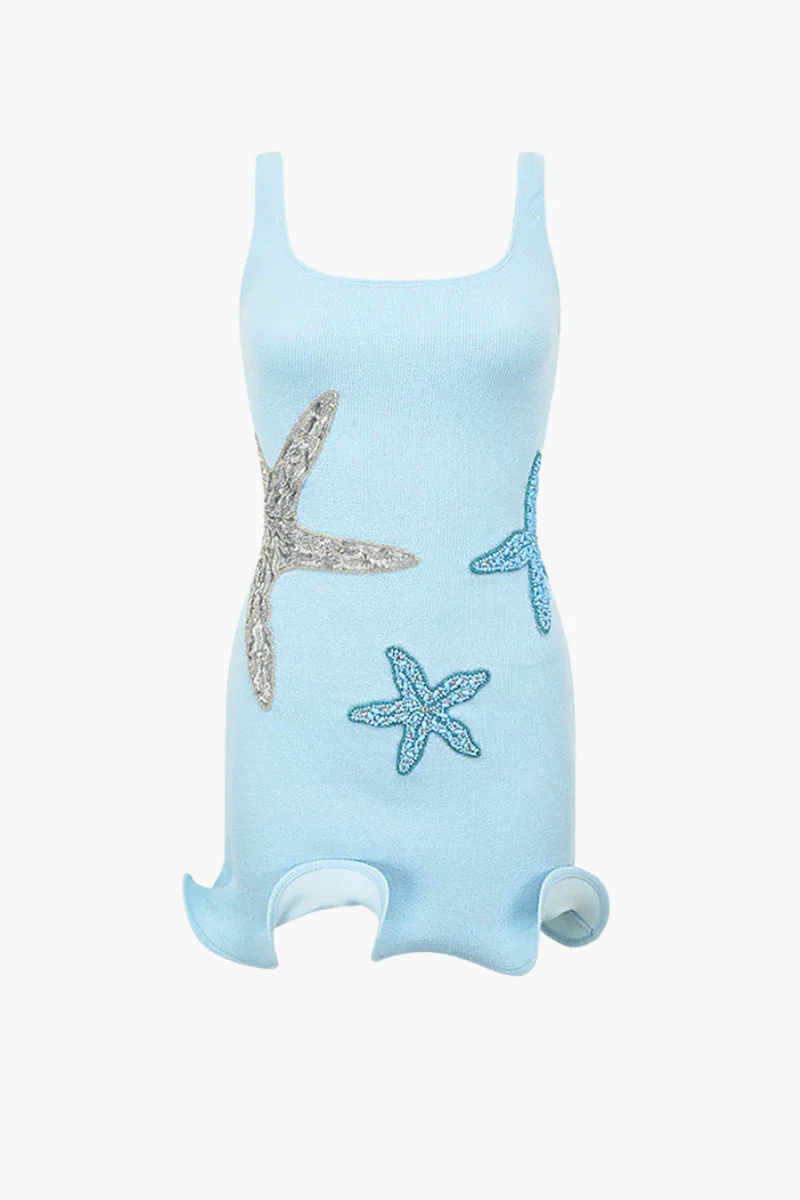 Starfish Embellishment Summer Mini Dress