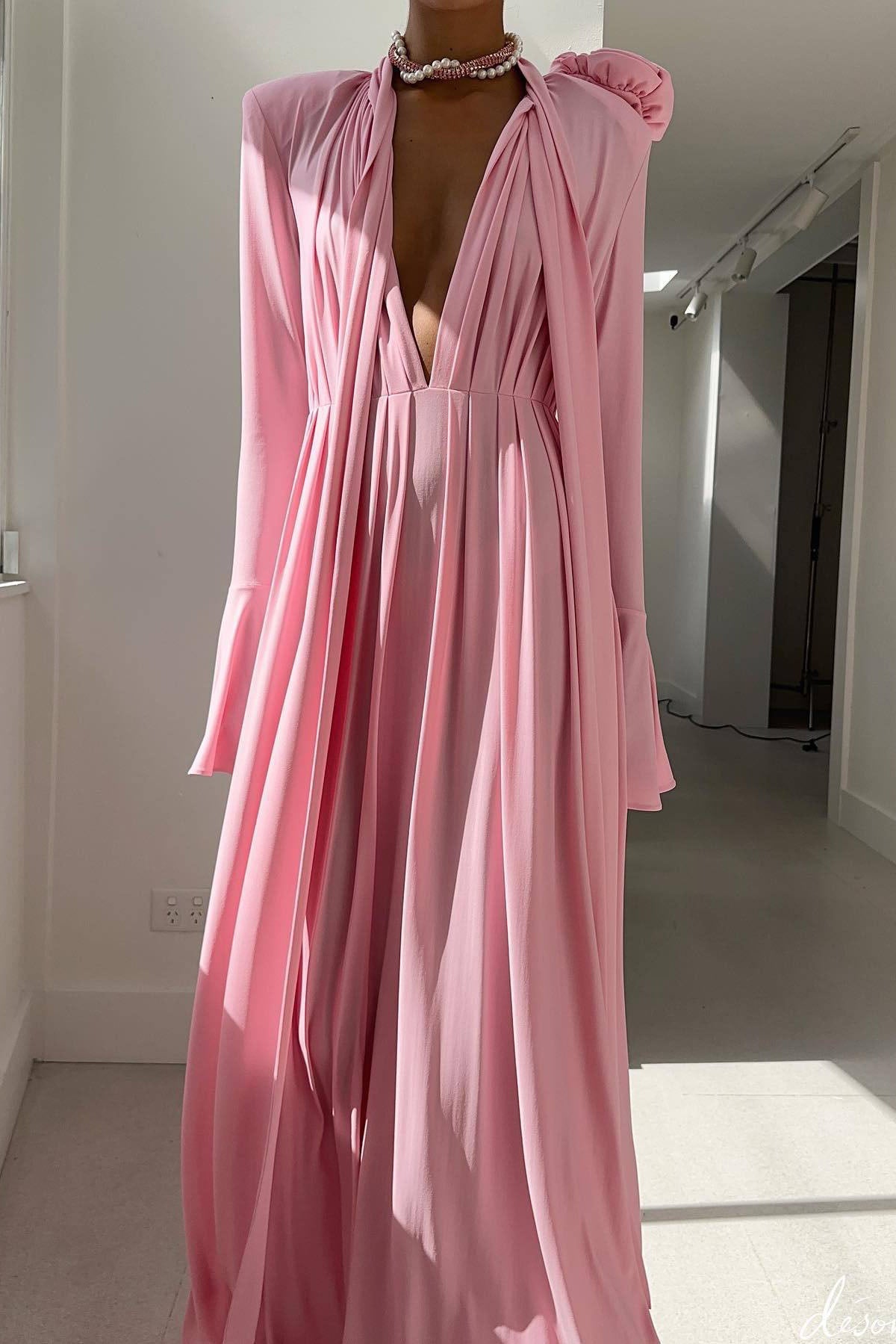 Luxury Vintage Cut-Out Deep V Halter 3D Floral Maxi Dress